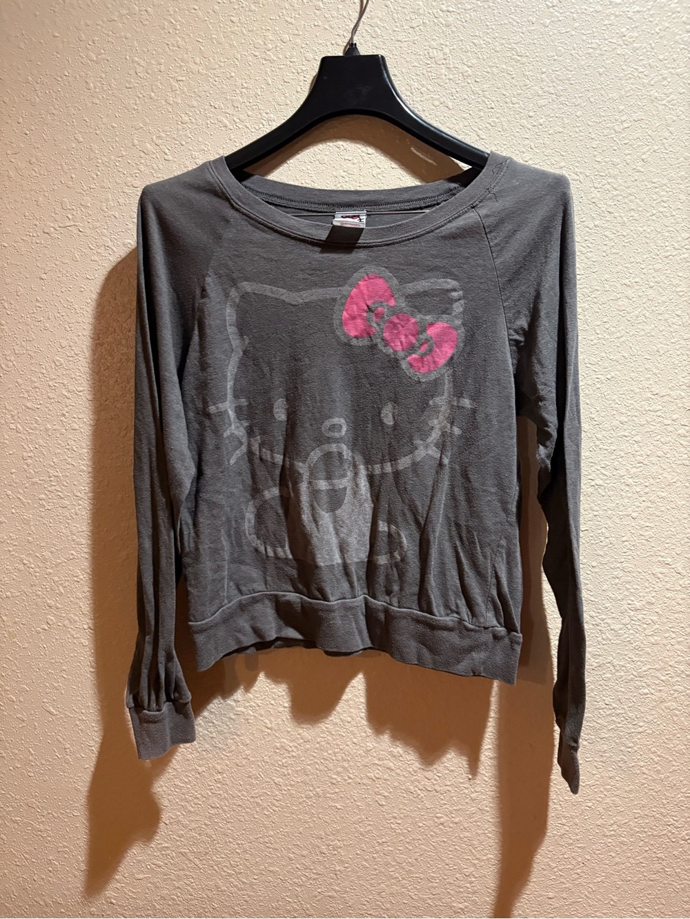 Sanrio Hello Kitty Gray Shirt with Pink Bow Graphic